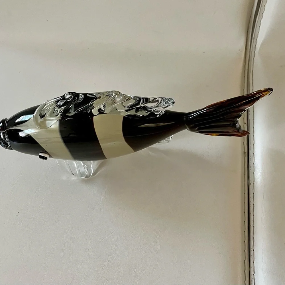 Glass Fish Figurine - Black and Brown